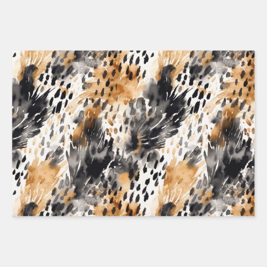 Black Cream Leopard Animal Floral Vrijgezellenfees Inpakpapier Vel (Voorkant 2)
