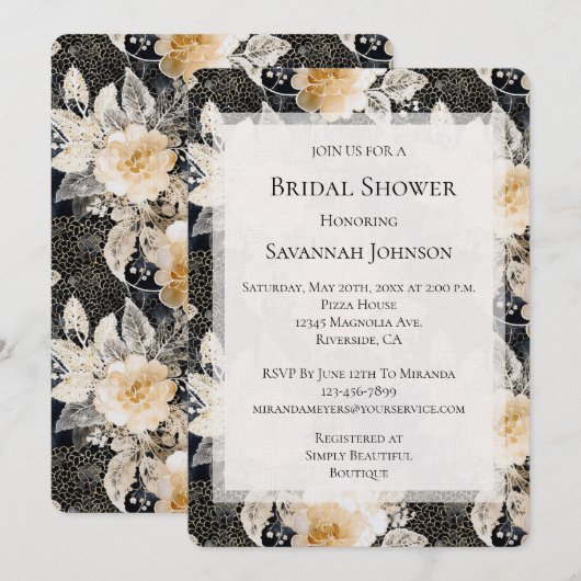 Black Cream Leopard Animal Floral Vrijgezellenfees Kaart (Voorkant / Achterkant)