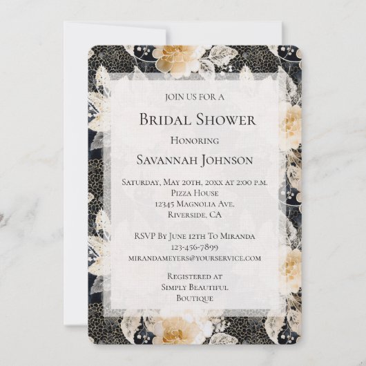 Black Cream Leopard Animal Floral Vrijgezellenfees Kaart (Voorkant)