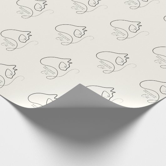 Black & Cream Minimalist Cat Gift Cadeaupapier (Hoek)