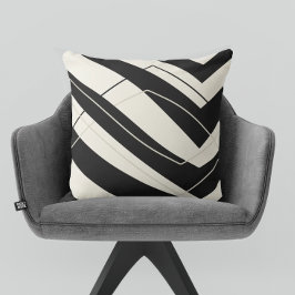 Black Cream Modern Simple Square Kussen