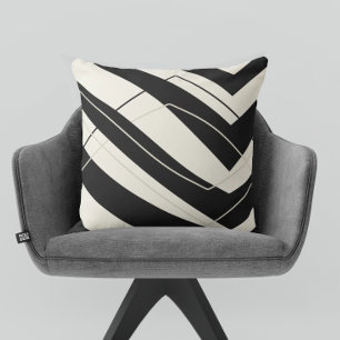 Black Cream Modern Simple Square Kussen