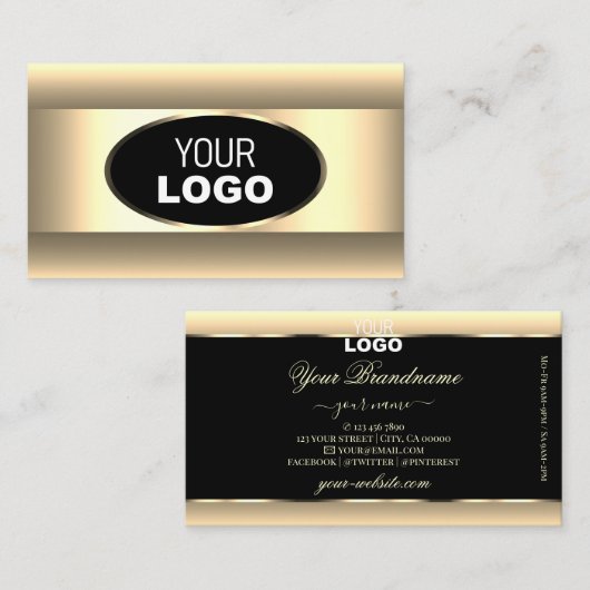 Black Cream Ombre met Logo Light Gold Decor Lijst Visitekaartje (Voorkant / Achterkant)