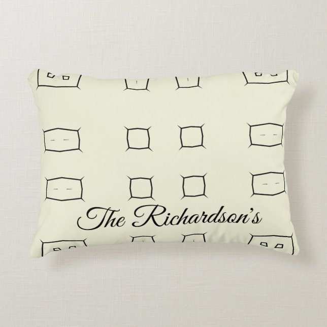 Black Cream Personalized Geometric Minimal Bedding Accent Kussen (Voorkant)