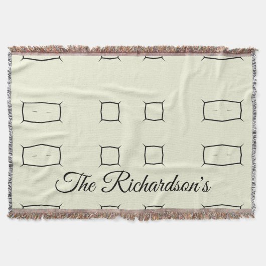 Black Cream Personalized Geometric Minimal Bedding Deken (Voorkant)