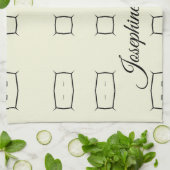 Black Cream Personalized Geometric Minimal Bedding Theedoek (Gevouwen)