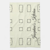 Black Cream Personalized Geometric Minimal Bedding Theedoek (Verticaal)