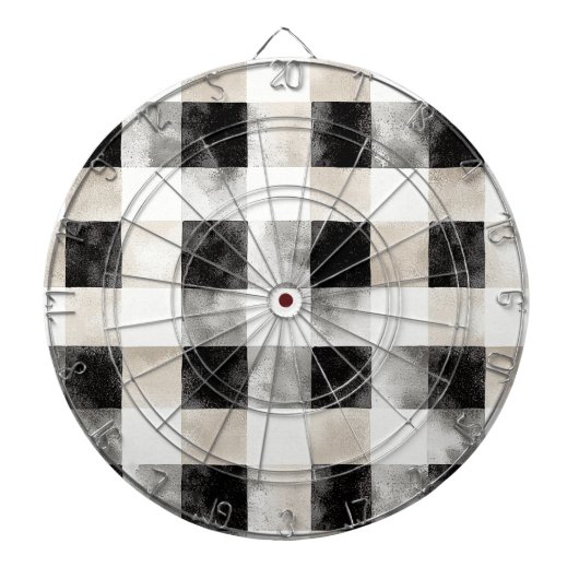 Black Cream Plaid Stripes Dartbord (Voorkant)