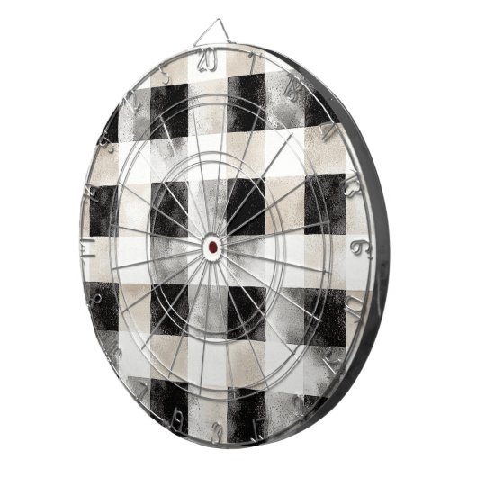 Black Cream Plaid Stripes Dartbord (Voorkant Rechts)
