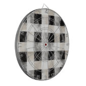 Black Cream Plaid Stripes Dartbord (Voorkant Links)