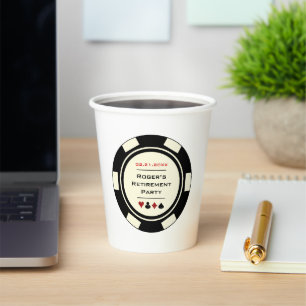 Black Cream Poker Chip Casino thema pensioen Papieren Bekers