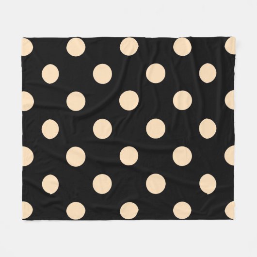 Black Cream Polka Dots Fleece Blanket Deken (Voorkant (Horizontaal))