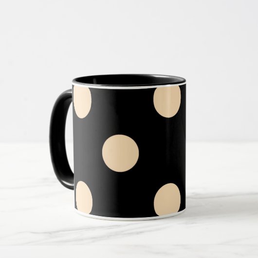 Black Cream Polka Dots Mok (Voorkant links)