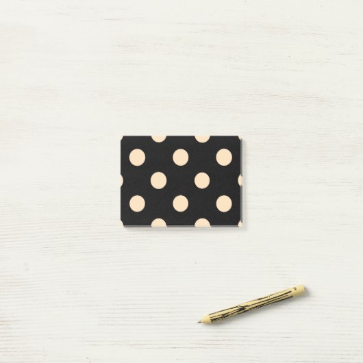 Black Cream Polka Dots Post-it® Notes (Op bureau)