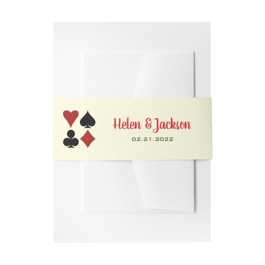 Black Cream Red Kaart Suits Casino Weddenschap Uitnodigingen Wikkel (Voorkant Voorbeeld)