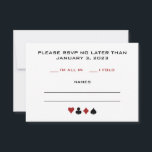 Black Cream Red Poker Chip Casino Theme Weddenscha RSVP Kaartje<br><div class="desc">Of je nu gaat trouwen in Las Vegas of je hebt een casino met de bruiloft,  deze RSVP-kaarten zullen de toon zetten voor deze leuke bruiloft. Overeenkomende uitnodigingen en beschikbare partijbenodigdheden.</div>