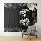 Black Cream Skeleton SkuLLS-fotografie achtergrond Wandkleed (In Situ (horizontaal))