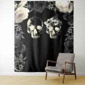 Black Cream Skeleton SkuLLS-fotografie achtergrond Wandkleed (In situ)