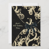 Black Cream Swirl 30e verjaardag Uitnodiging (Voorkant)