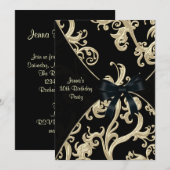 Black Cream Swirl 30e verjaardag Uitnodiging (Voorkant / Achterkant)