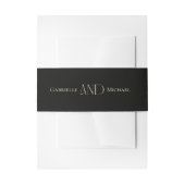 Black Cream Timeless Elegant Monogram Wedding  Uitnodigingen Wikkel (Voorkant Voorbeeld)