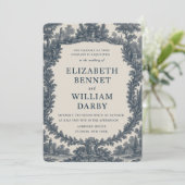 Black & Cream Toile Wedding Invitation – Old World Kaart (Staand voorkant)