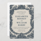 Black & Cream Toile Wedding Invitation – Old World Kaart (Voorkant / Achterkant)