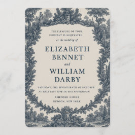 Black & Cream Toile Wedding Invitation – Old World Kaart