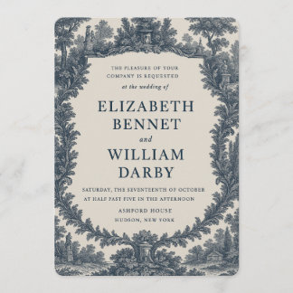 Black & Cream Toile Wedding Invitation – Old World Kaart
