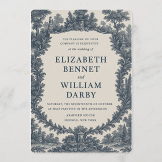 Black & Cream Toile Wedding Invitation – Old World Kaart