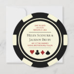 Black Cream Vegas Wedding Save the Date Poker Chip Kaart<br><div class="desc">Duw uw uw gasten door hen deze geweldige zwarte,  crèmeachtige witte,  en rode pokerspaanstijl te verzenden sparen de datumuitnodigingen. Ze wachten vol ongeduld op de officiële uitnodiging voor deze leuke bruiloft.</div>