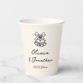 Black & Cream Whimsical Hand Getrokken Trouwkoffie Papieren Bekers (Voorkant)