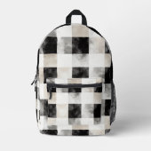 Black Cream White Plaid Stripes Bedrukte Rugzak (Voorkant)
