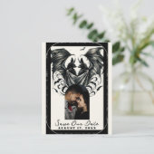 Black Cream Zilver Gothic Love Bats Save the Date Aankondigingskaart (Staand voorkant)