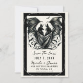Black Cream Zilver Gothic Love Bats Save the Date Kaart (Voorkant)