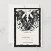 Black Cream Zilver Gothic Love Bats Wedding Kaart (Voorkant)