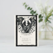 Black Cream Zilver Gothic Love Bats Wedding Kaart (Staand voorkant)