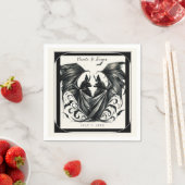 Black Cream Zilver Gothic Love Bats Wedding Servet (Insitu)