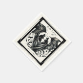 Black Cream Zilver Gothic Love Bats Wedding Servet (Hoek)
