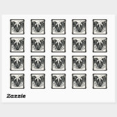 Black Cream Zilver Gothic Love Bats Wedding Vierkante Sticker (Vel)