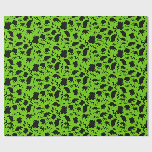 Black Creepy Crawly Critters Rats Horror Pattern Cadeaupapier (Vlak)
