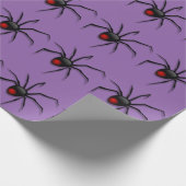 Black Creepy Halloween Spider Crawling Patroon Cadeaupapier (Hoek)