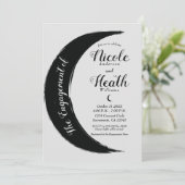 Black Crescent Dark Moon Grey Verloving Shower Kaart (Staand voorkant)