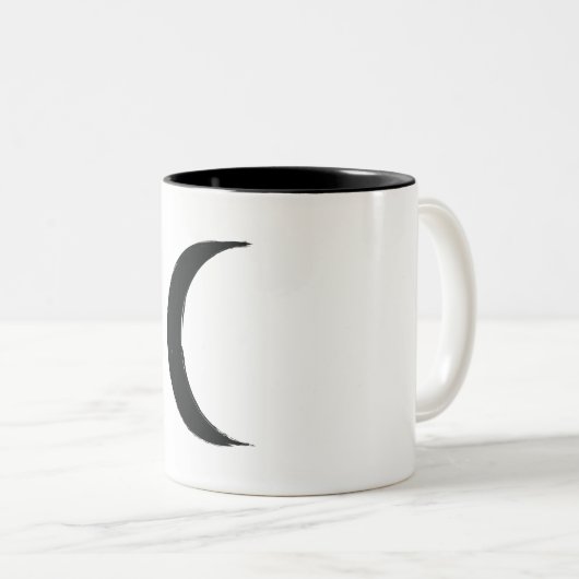 Black Crescent Magic Dark Moon Astrology Tweekleurige Koffiemok (Voorkant rechts)