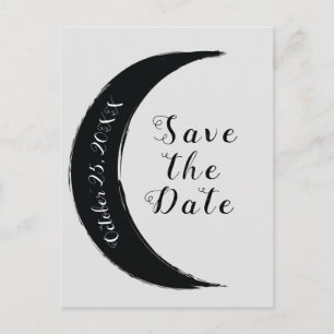 Black Crescent Moon Astrology Zodiac Save the Date Aankondigingskaart