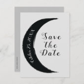 Black Crescent Moon Astrology Zodiac Save the Date Aankondigingskaart (Voorkant / Achterkant)