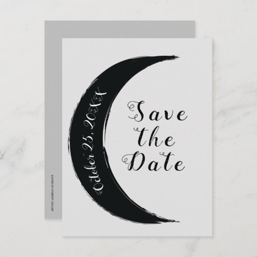 Black Crescent Moon Astrology Zodiac Save the Date Aankondigingskaart (Voorkant / Achterkant)