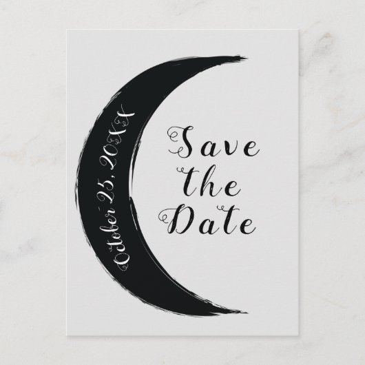 Black Crescent Moon Astrology Zodiac Save the Date Aankondigingskaart (Voorkant)