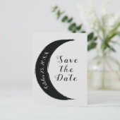 Black Crescent Moon Astrology Zodiac Save the Date Aankondigingskaart (Staand voorkant)