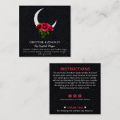 Black Crescent Moon Crystal Candle Inention Spell Vierkante Visitekaartje (Voorkant / Achterkant)